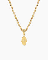 Hamsa Amulet in 18K Yellow Gold with Center Diamond, 15.8mm